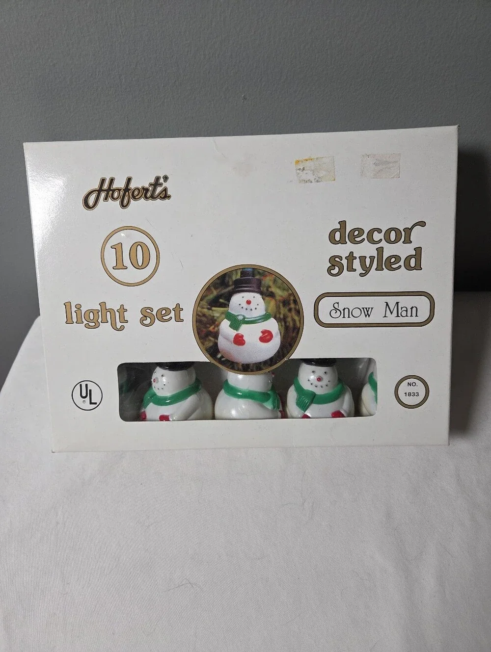 vintage Hafer's 10-count blow mold snowman Christmas light set original Box